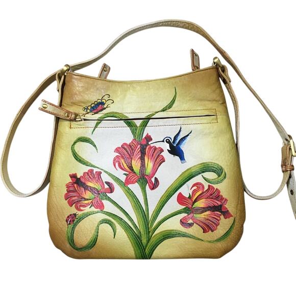Niarvi Hand Painted Soft Leather Crossbody Hummingbird, Butterfly, Lady Bug - Picture 3 of 11
